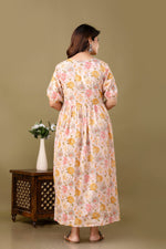 Load image into Gallery viewer, Red &amp;  White Striped Cotton Kurta with Yoke embroidery work
