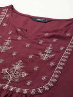 Load image into Gallery viewer, Maroon Yoke Embroidered  Short Kurti Top
