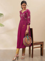 Load image into Gallery viewer, Poly Crepe Foil Printed Angrakha Kurti
