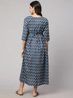Load image into Gallery viewer, Blue printed Cotton Maternity Dress
