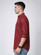 Small Checkered Solid Cotton Blend Short Kurta for men ( Top only)