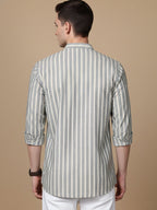 Cotton Blend Vertical Striped Short Kurta for men ( Top only)