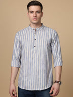 Cotton Blend Vertical Striped Short Kurta for men ( Top only)
