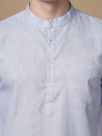 Small Checkered Solid Cotton Blend Short Kurta for men ( Top only)