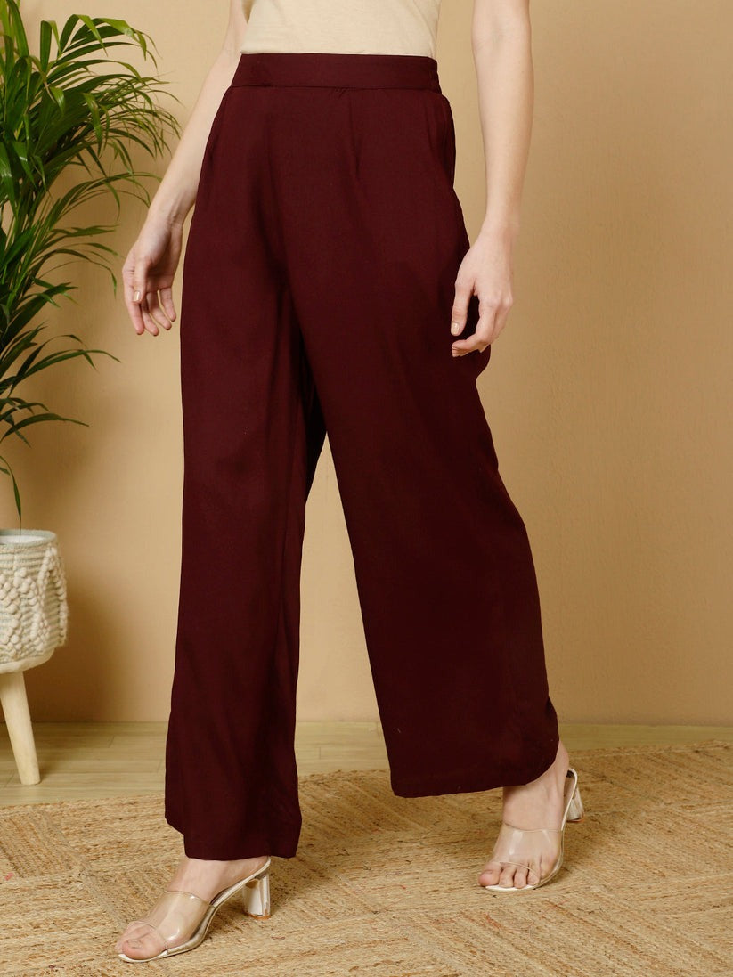 Solid Rayon  Straight Palazzo Pants