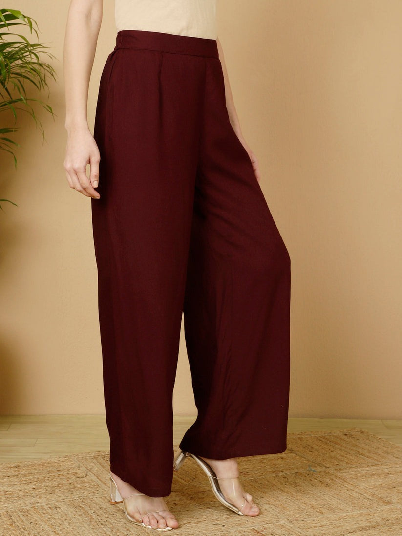 Solid Rayon  Straight Palazzo Pants