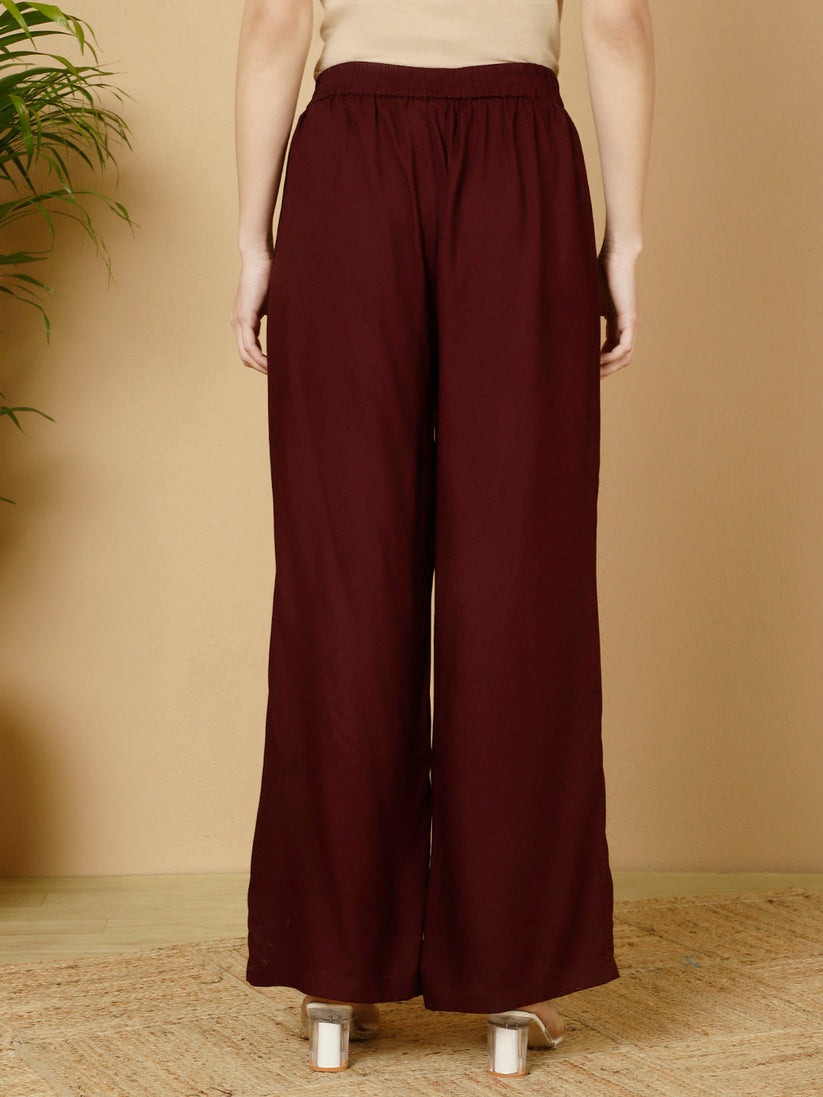Solid Rayon  Straight Palazzo Pants