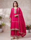 Pink Sequins Emdroidered Chinon Silk Short Kurti With  Palazzo and Dupatta