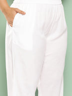 Plus Size Mauve & White Printed Rayon Kurta Palazzo Set With Dupatta