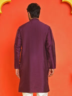 Solid Wine dupion silk kurta for men ( Top Only)