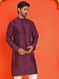 Solid Wine dupion silk kurta for men ( Top Only)
