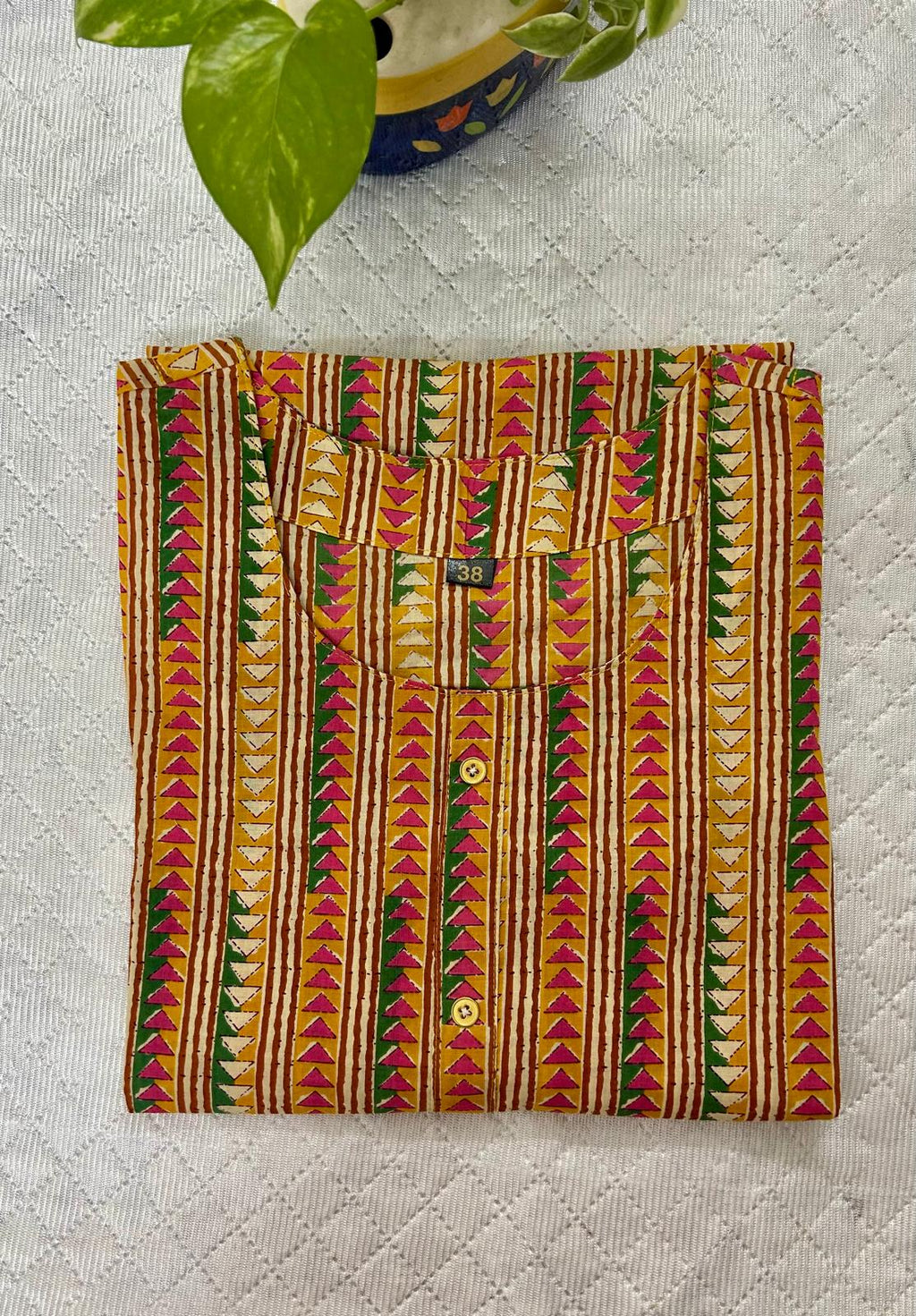 Multi Geometrical Printed Cotton Short Kurti Top