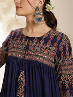 Nay Blue  Anarkali cotton  Kurti Set