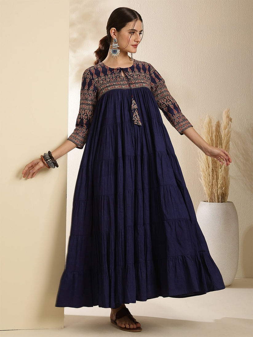Nay Blue  Anarkali cotton  Kurti Set