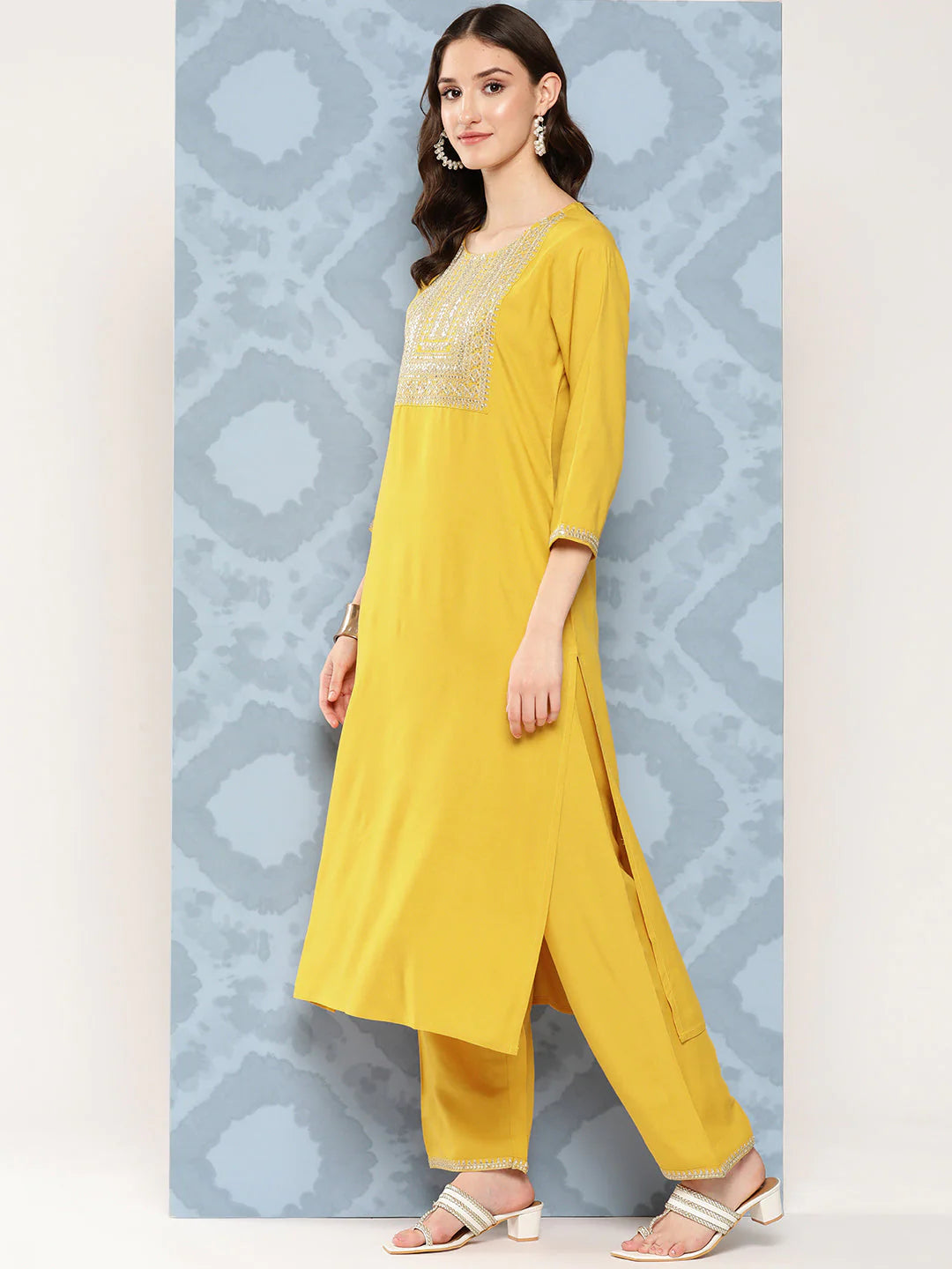 Golden Yellow Kurta Palazzo Set With Dupatta