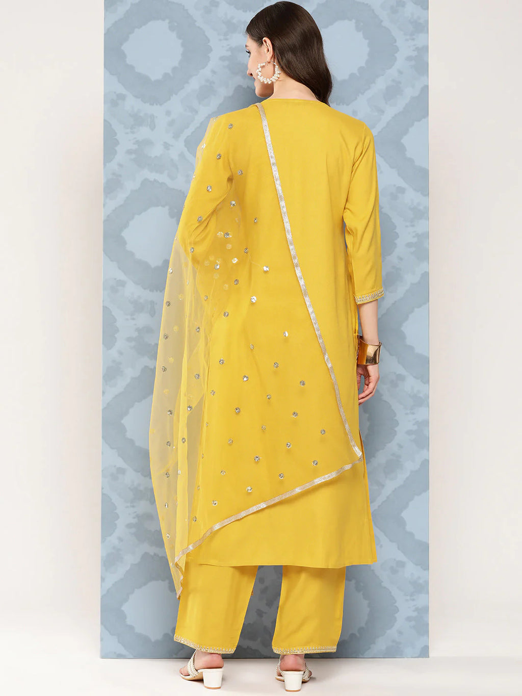 Golden Yellow Kurta Palazzo Set With Dupatta