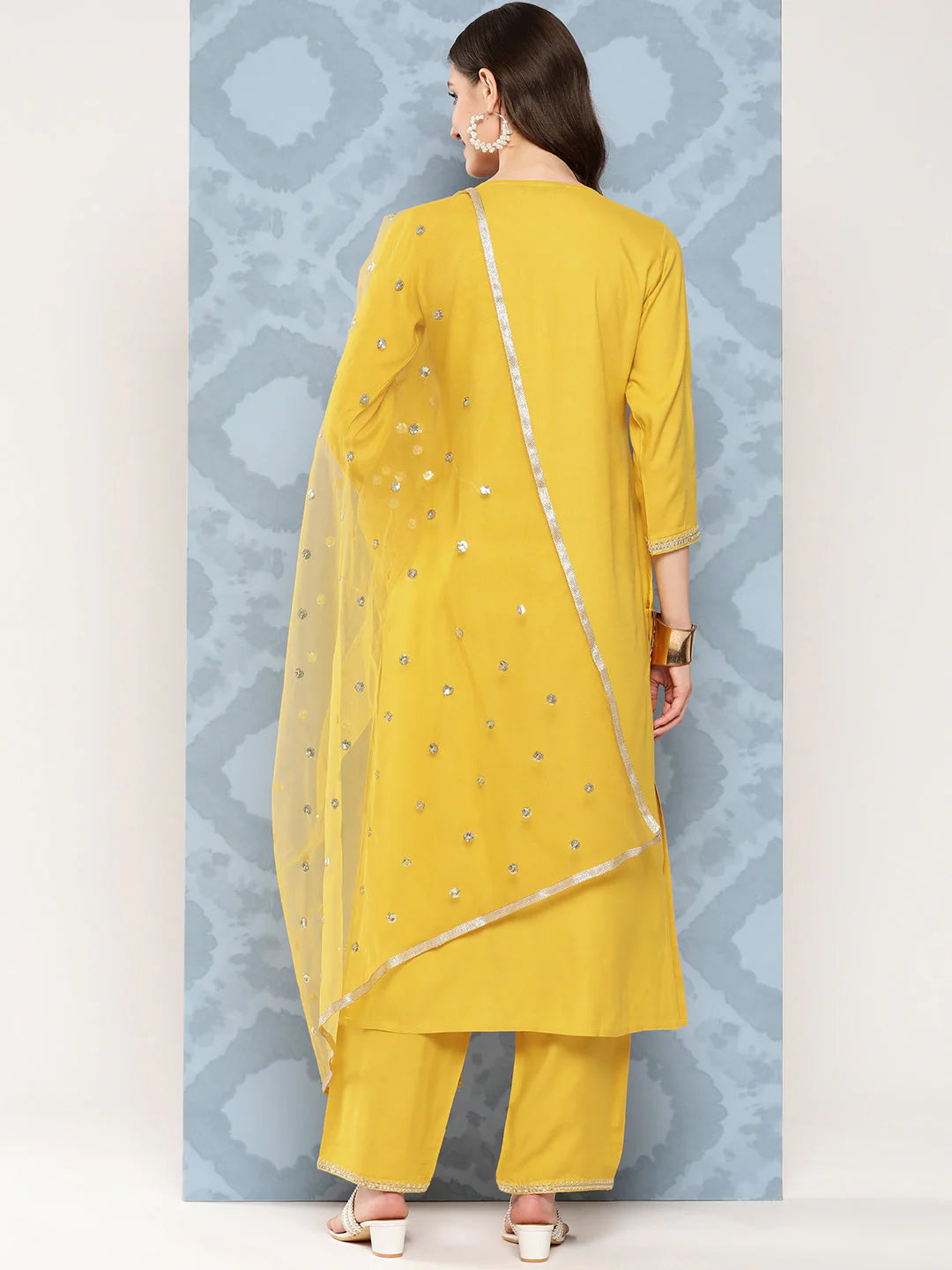 Golden Yellow Kurta Palazzo Set With Dupatta