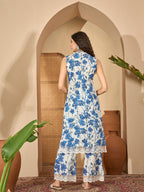 Blue & White Floral Printed Cotton Co-Ord Set