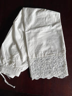 White Cotton Straight Palazzo Pants With Lace Border