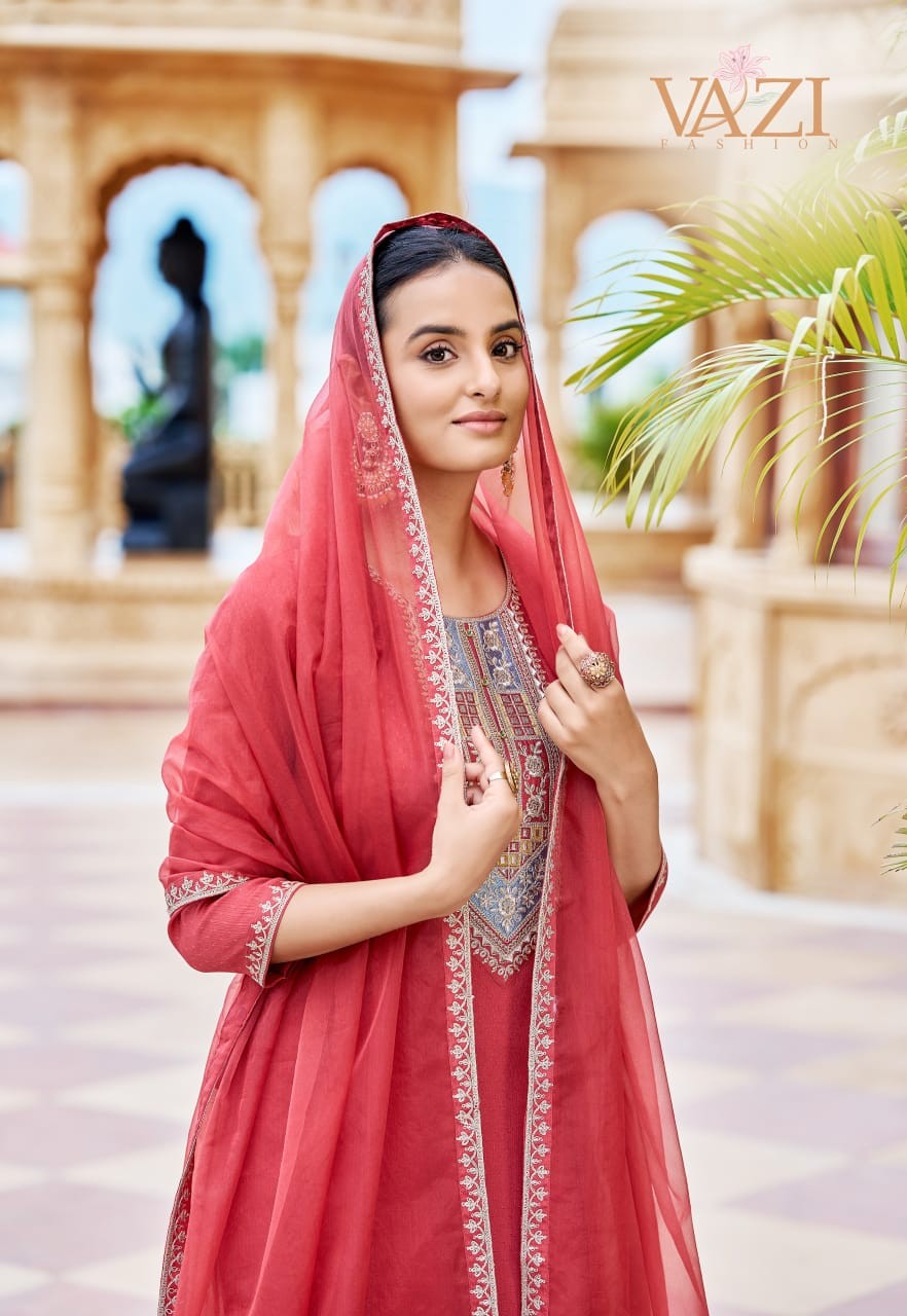 Solid Zari embroidered silk kurti set