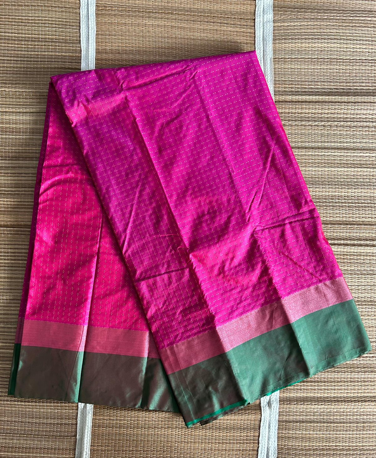 Thread worked Two toned Solid Semi Silk Saree With Contrast Border