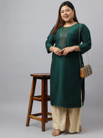 Load image into Gallery viewer, Plus size Poly Silk Kurti Top with Yoke Embroidery work (Top Only)
