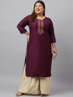 Load image into Gallery viewer, Plus size Poly Silk Kurti Top with Yoke Embroidery work (Top Only)
