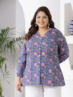 Load image into Gallery viewer, Plus size Purple Floral Printed Cotton Top
