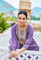 Solid Zari embroidered silk kurti set