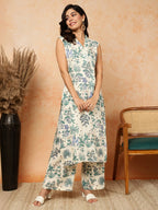 Offwhite Floral printed Rayon Kurti With Palazzo