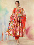 Multi Pure Cotton Floral Printed Anarkali kurti set