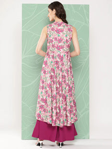Moss Floral Printed Kurti With Wide Palazzo