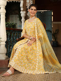 Yellow Cotton Anarkali kurti set