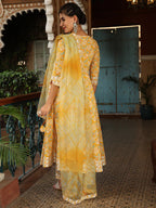 Yellow Cotton Anarkali kurti set