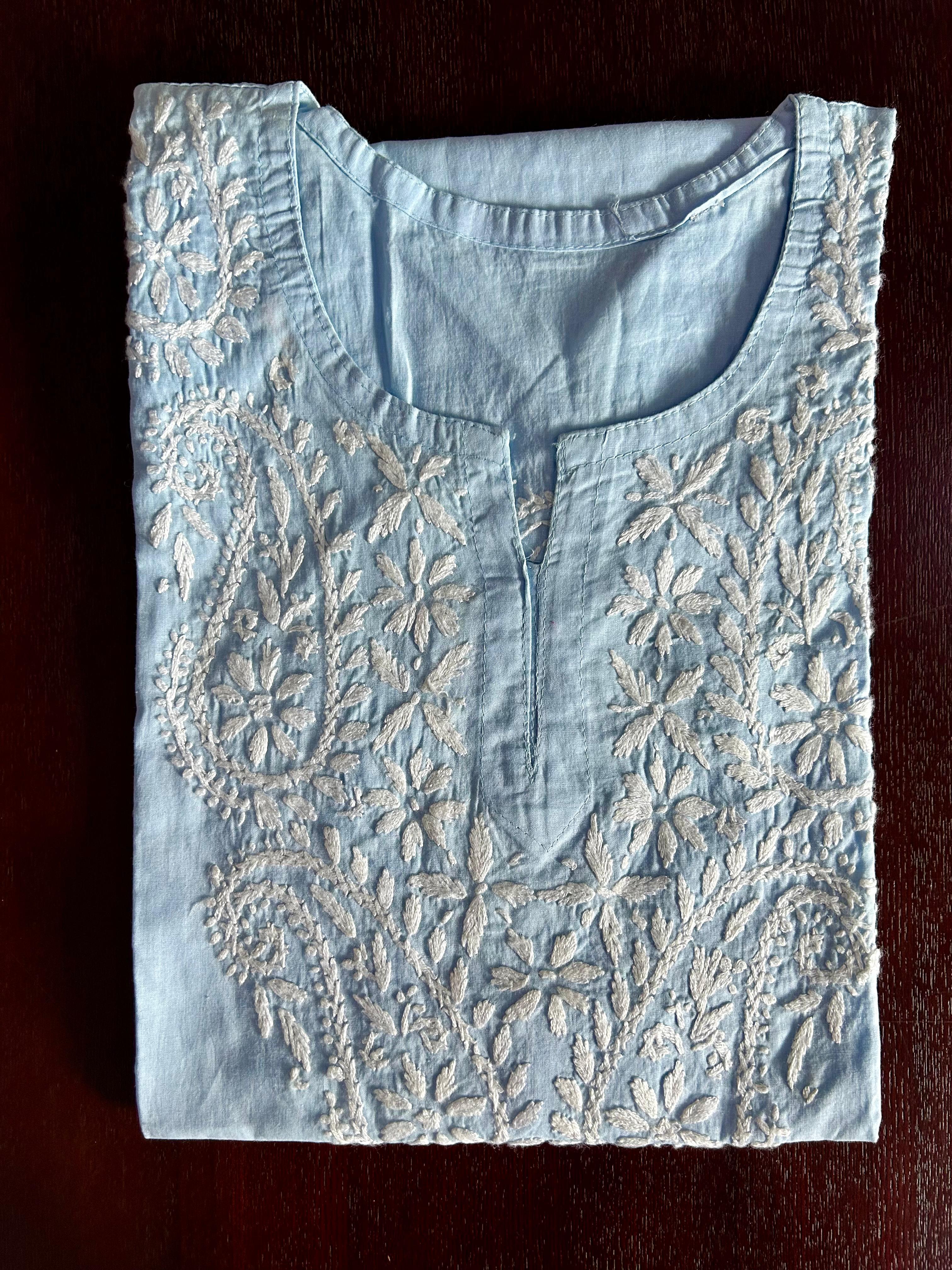 Pure cotton Luknowi Chikankari Short Kurti Top