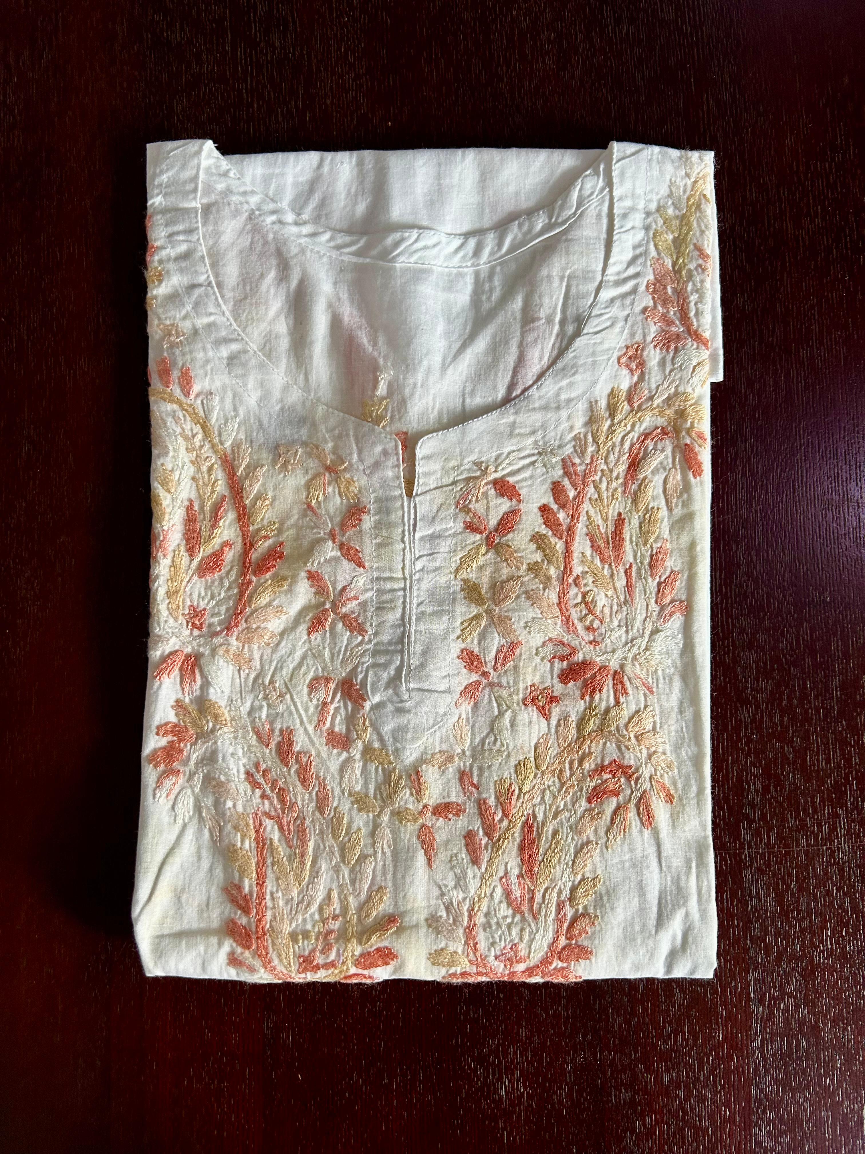 Pure cotton Luknowi Chikankari Short Kurti Top