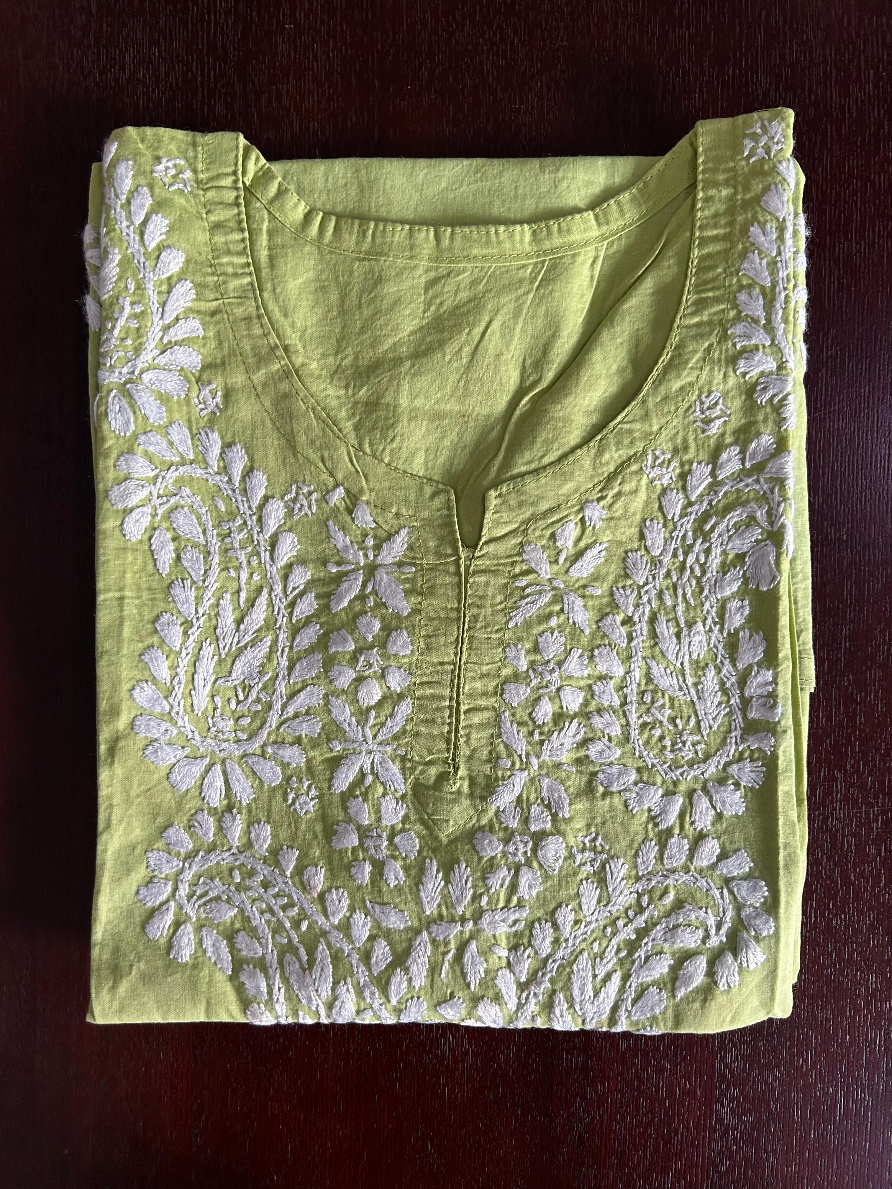 Pure cotton Luknowi Chikankari Short Kurti Top