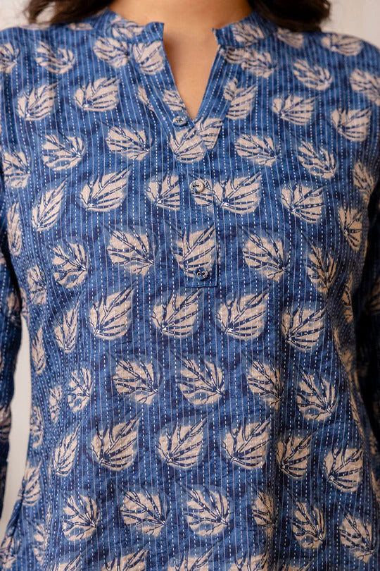 Kantha Cotton Printed Short Kurti Top