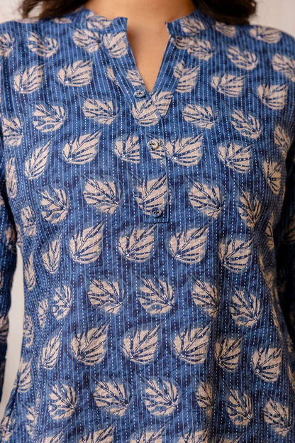 Kantha Cotton Printed Short Kurti Top