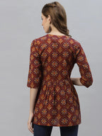 Multi Cotton Printed Short Kurti Top