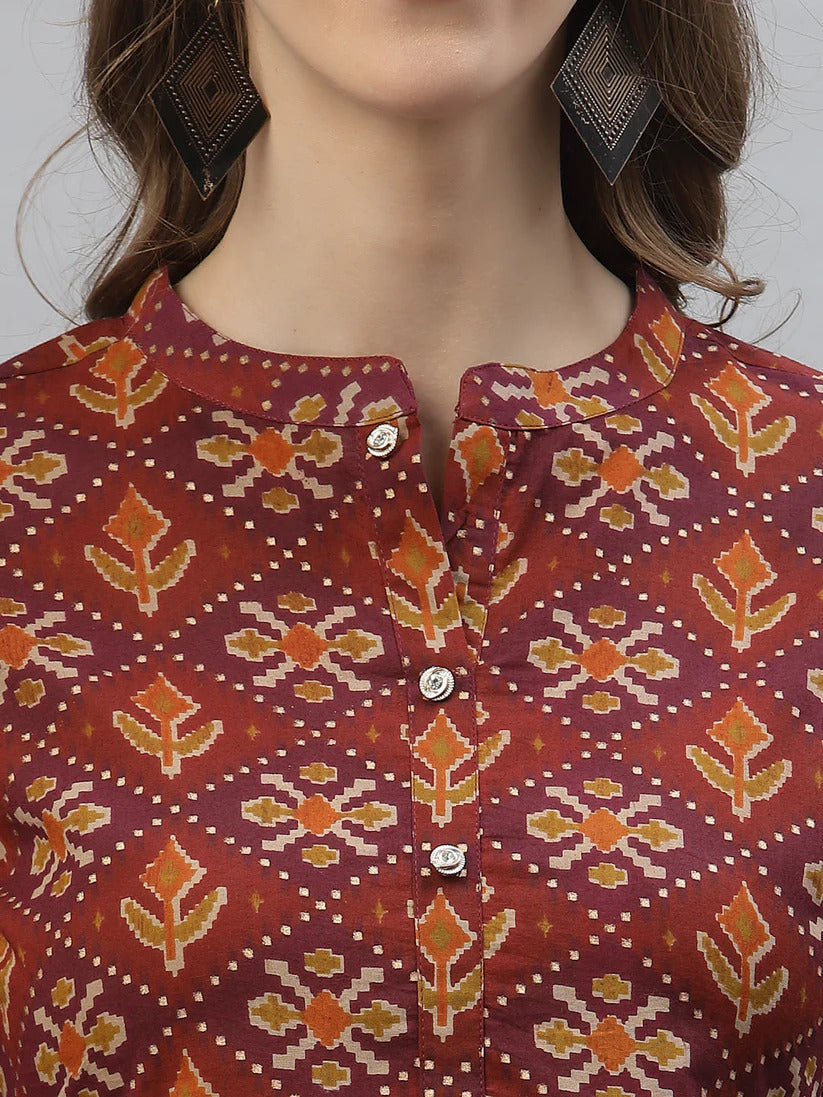 Multi Cotton Printed Short Kurti Top