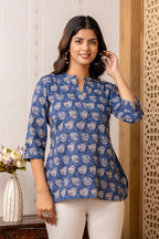 Kantha Cotton Printed Short Kurti Top