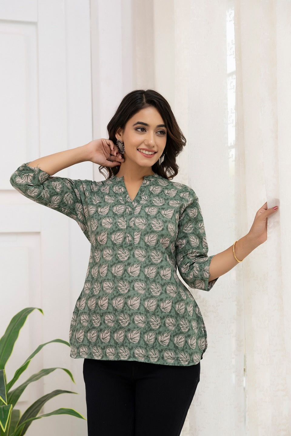 Kantha Cotton Printed Short Kurti Top