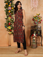 Maroon Printed Rayon  Kurti Top