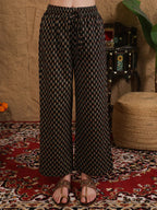 Maroon & Black Printed cotton  Kurti Set