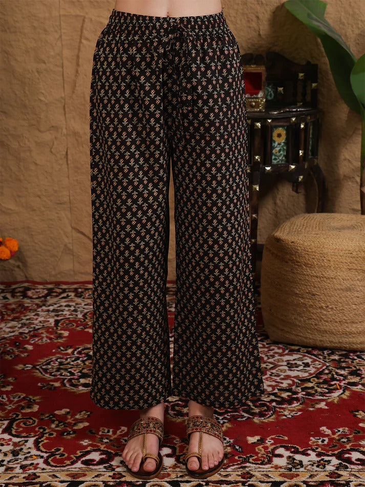 Maroon & Black Printed cotton  Kurti Set