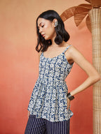 Blue Printed Soft Cotton Top