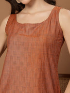 Orange Cotton Geometric Printed Top