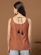 Orange Cotton Geometric Printed Top