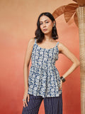 Blue Printed Soft Cotton Top